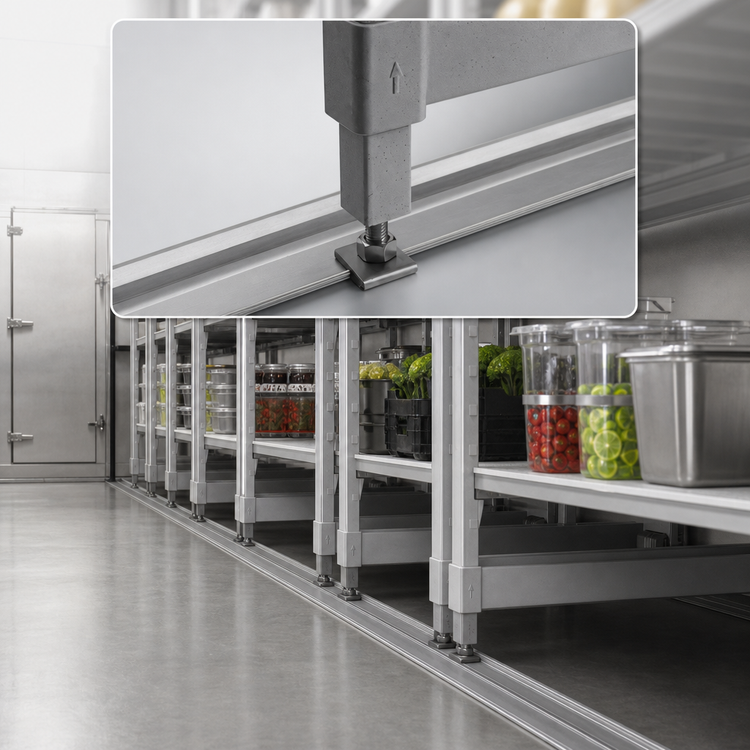 Product image #3 for Cambro Camshelving Premium Series High Density 14.5-Foot Raised Track Kit for 5 Mobile Units