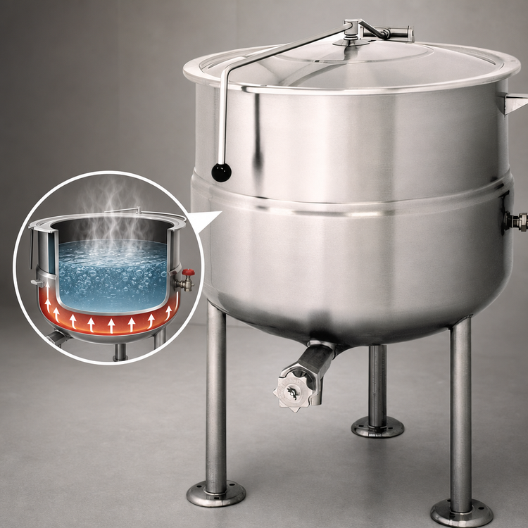 Product image #3 for Cleveland Range 100-Gallon Direct Steam Kettle with 2/3 Steam Jacket and Tri-Leg Base