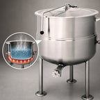 Thumbnail image #3 for Cleveland Range KDL100 100-Gallon Direct Steam Kettle with 2/3 Steam Jacket, 316 Stainless Steel Liner and Tri-Leg Base