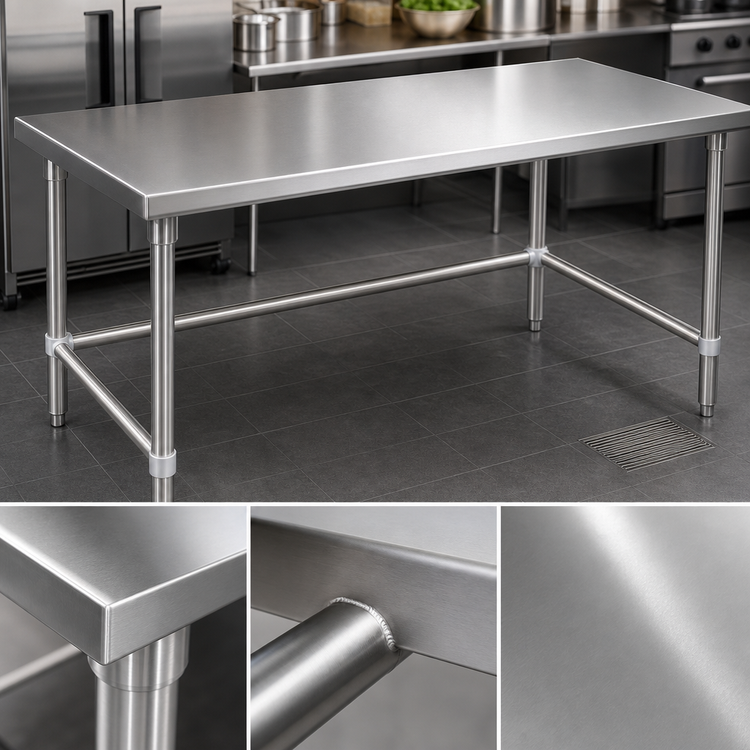 Product image #3 for John Boos Stallion 108-Inch x 24-Inch 14-Gauge Stainless Steel Top Work Table with Safety Edge