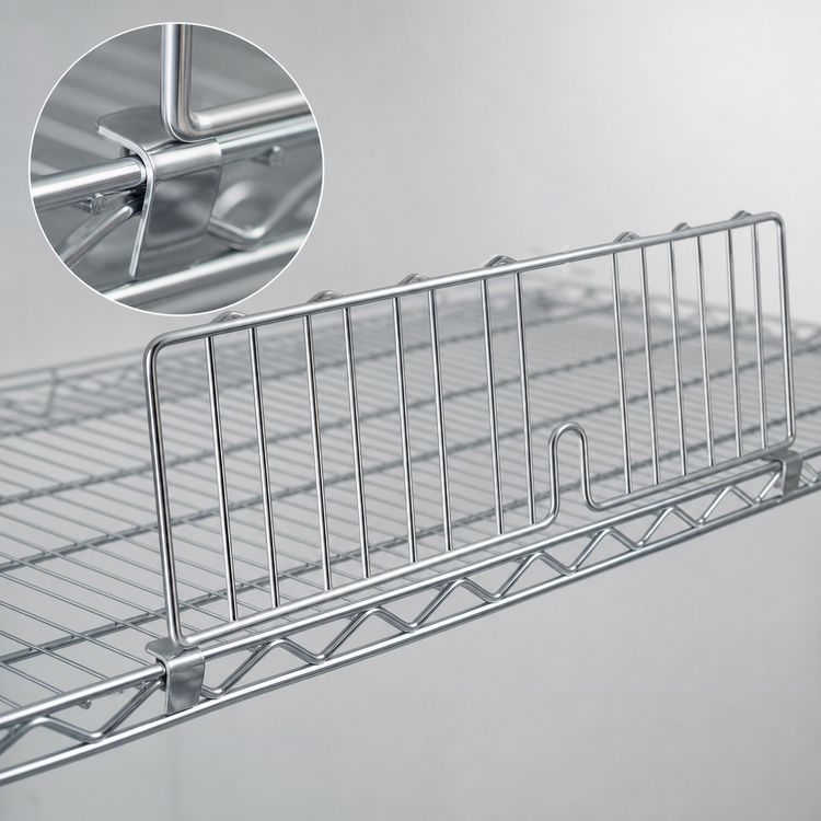 Product image #3 for Metro Super Erecta 8-Inch H x 24-Inch D Chrome Plated Shelf Divider with Spring Clip