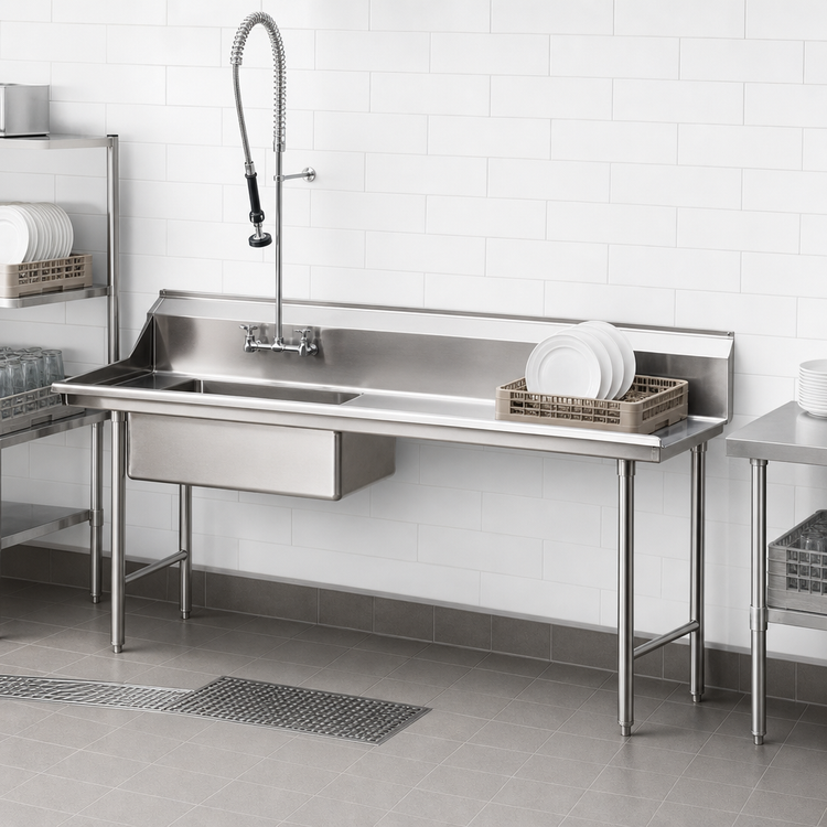 Product image #3 for Eagle Group Spec-Master Straight Soiled Dishtable with Pre-Rinse Sink, 30 x 30 Inch, Left-to-Right Operation