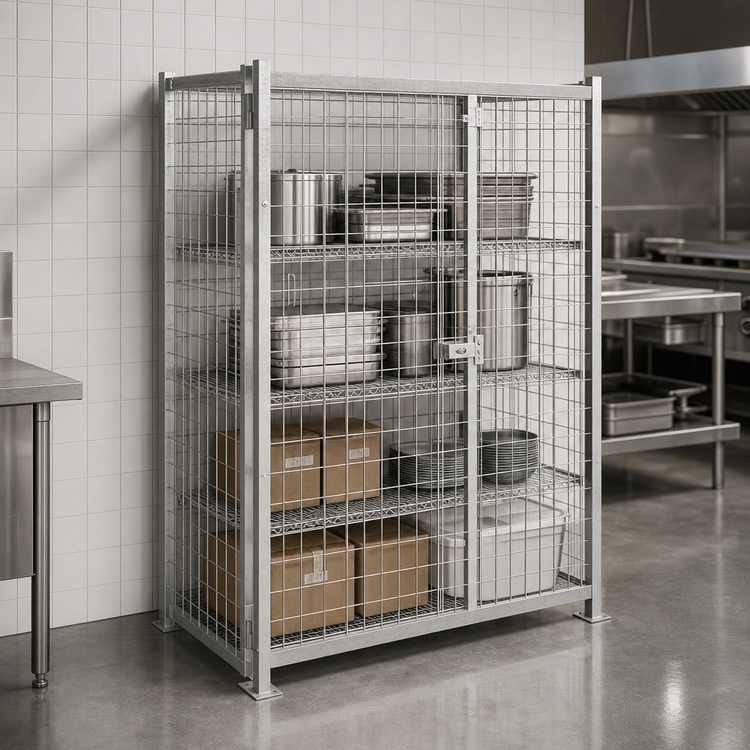 Product image #3 for Metro Super Erecta Stationary Wire Security Cage with Stainless Steel Finish