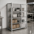 Thumbnail image #3 for Metro Super Erecta SEC63S Stationary Wire Security Cage, Stainless Steel Finish, 38-1/2"W x 33-1/2"D x 66-13/16"H, No Intermediate Shelves