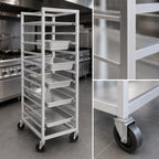 Thumbnail image #3 for Channel Manufacturing UTR-15 Aluminum End-Load Bun Pan / Steam Table Pan Rack, 4-Inch Fixed Slides, 15-Pan Capacity, 5-Inch Casters