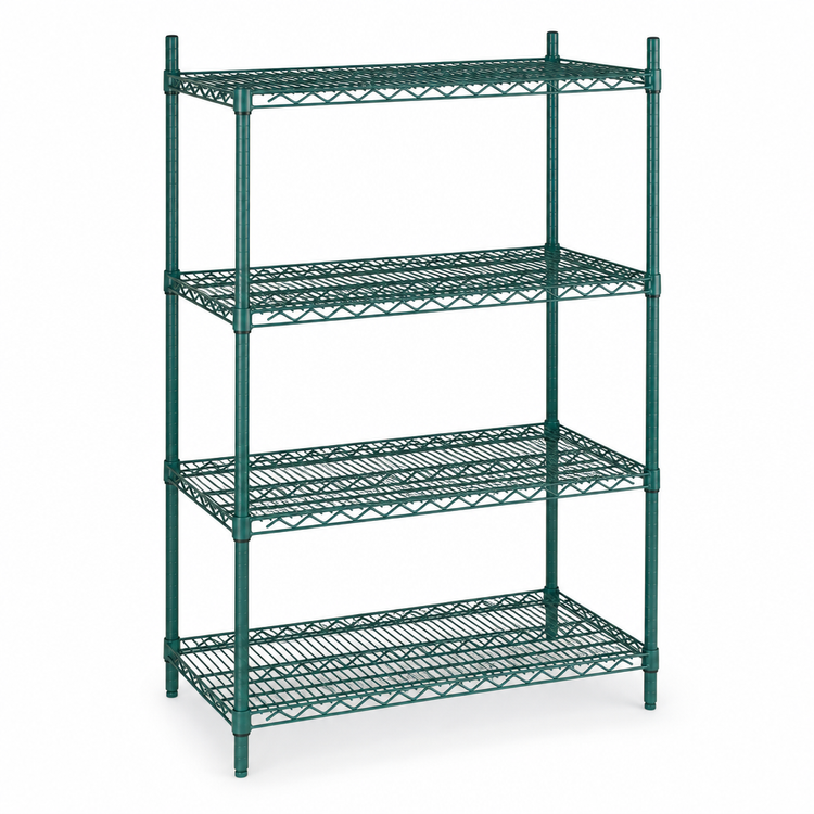 Product image #4 for Valu-Gard Double-Mat Wire Shelving Starter Unit, 4-Tier, 36 x 18 x 63 Inches, Green Epoxy