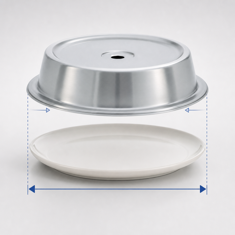 Product image #3 for Vollrath Stainless Steel Satin Finish Plate Cover for 12 7/16" to 12 1/2" Plates