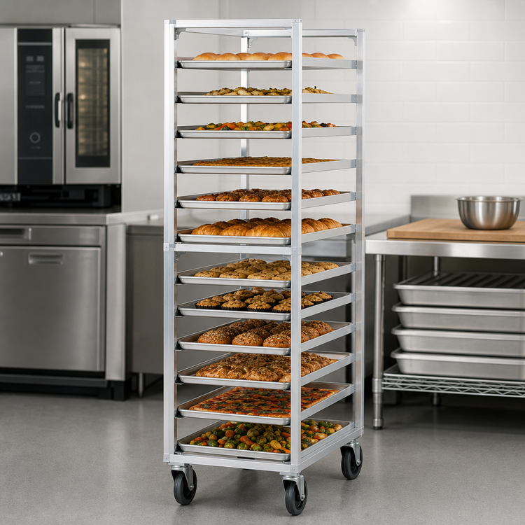 Product image #3 for New Age Mobile Full-Height End-Loading Aluminum Bun Pan Rack for 12 Full-Size Pans