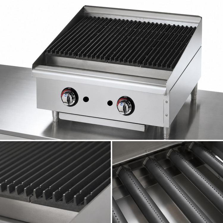 Product image #3 for Star-Max 24-Inch Countertop Lava Rock Gas Charbroiler, 80,000 BTU, Natural Gas