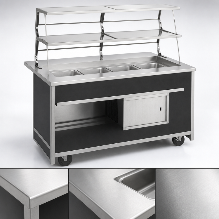 Product image #3 for Atlas Metal BLC-4-RM Mobile Modular Cold Food Serving Counter, 4-Pan Size