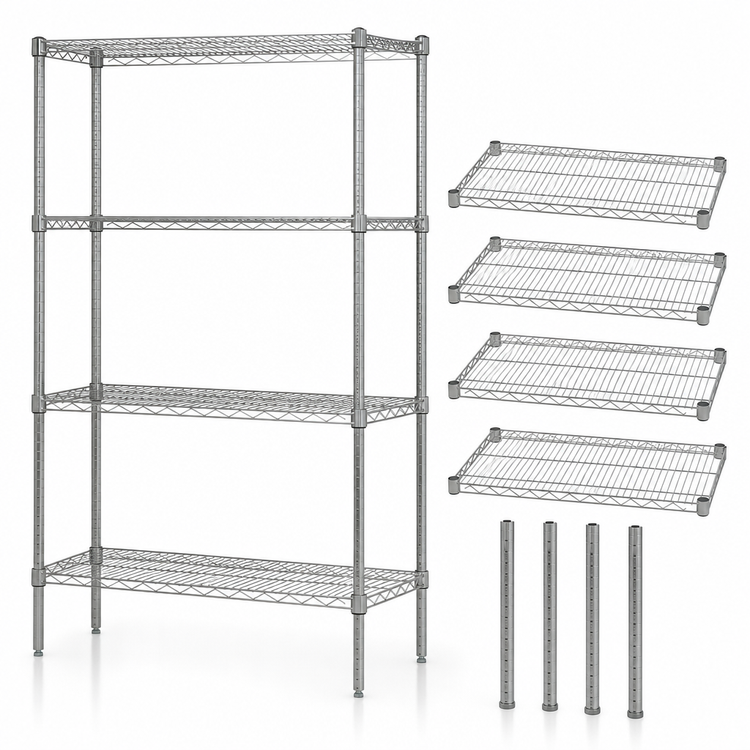 Product image #3 for Quantum WR74-2454S 54 x 24 x 74 Inch 304 Stainless Steel Wire Shelving Starter Kit