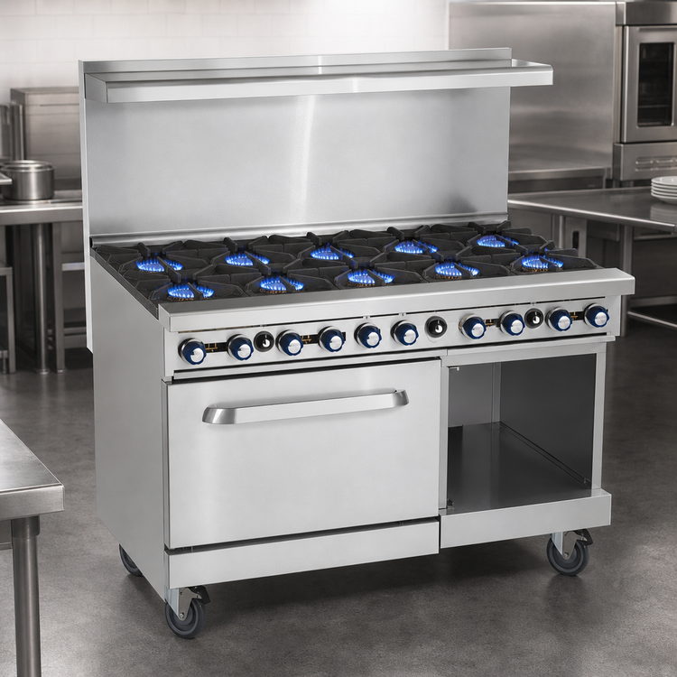 Product image #3 for Imperial Pro Series 60-Inch Gas Restaurant Range with 10 Burners, Convection Oven, and Open Cabinet Base