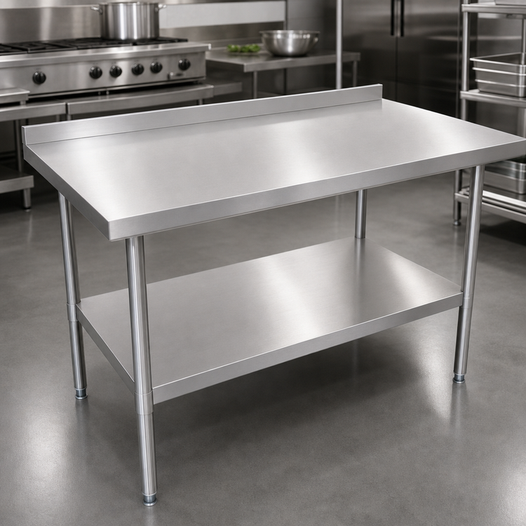 Product image #3 for John Boos Stallion Economy 72 x 18-Inch Stainless Steel Top Work Table with Rear Riser and Undershelf