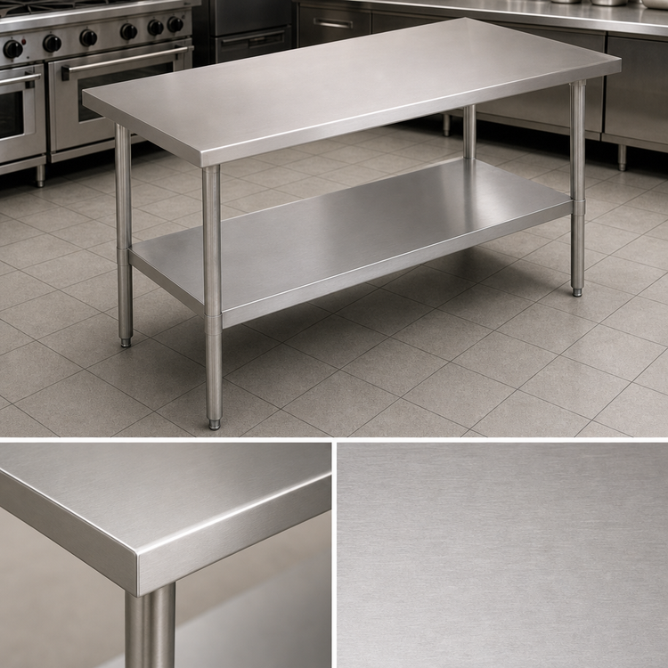 Product image #3 for John Boos Stallion 48 Inch x 24 Inch Stainless Steel Top Budget Work Table with Undershelf