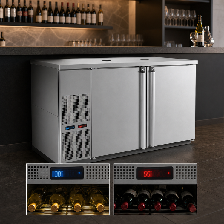 Product image #3 for Pro-Line E-Series 59-1/2 Inch Dual Temperature Wine Cooler Dispenser with Self-Contained Refrigeration