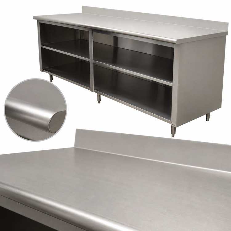 Product image #3 for Advance Tabco Special Value Series Economy Open Base Work Table with 5-Inch Backsplash and Mid-Shelf, 108-Inch x 24-Inch
