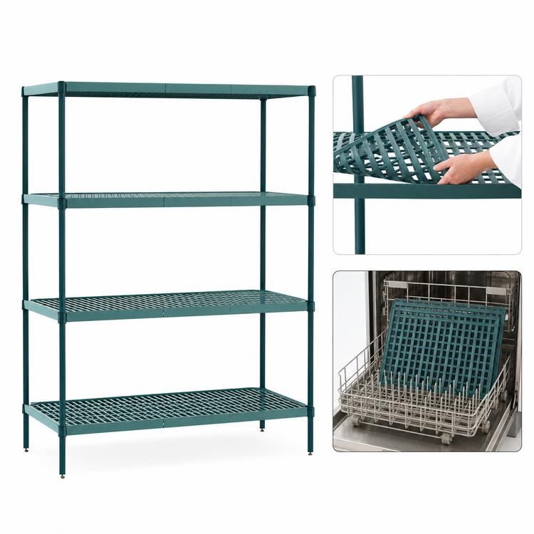 Product image #3 for Metro Super Erecta Pro 18-Inch x 54-Inch x 74-Inch Stationary Polymer Shelving Starter Unit, 4 Shelves, Green