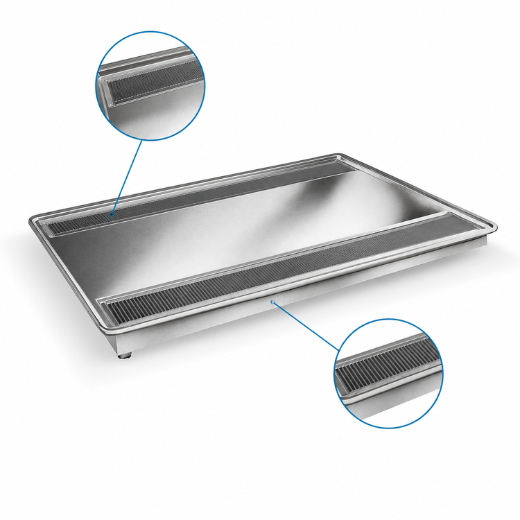 Product image #3 for 30-Inch Drop-In Double Urn Drain with Dual Troughs and Anti-Splash Grate
