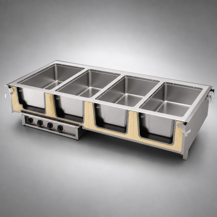 Product image #3 for Vollrath Four-Well Drop-In Electric Hot Food Well with Manifold Drain and Individual Infinite Controls