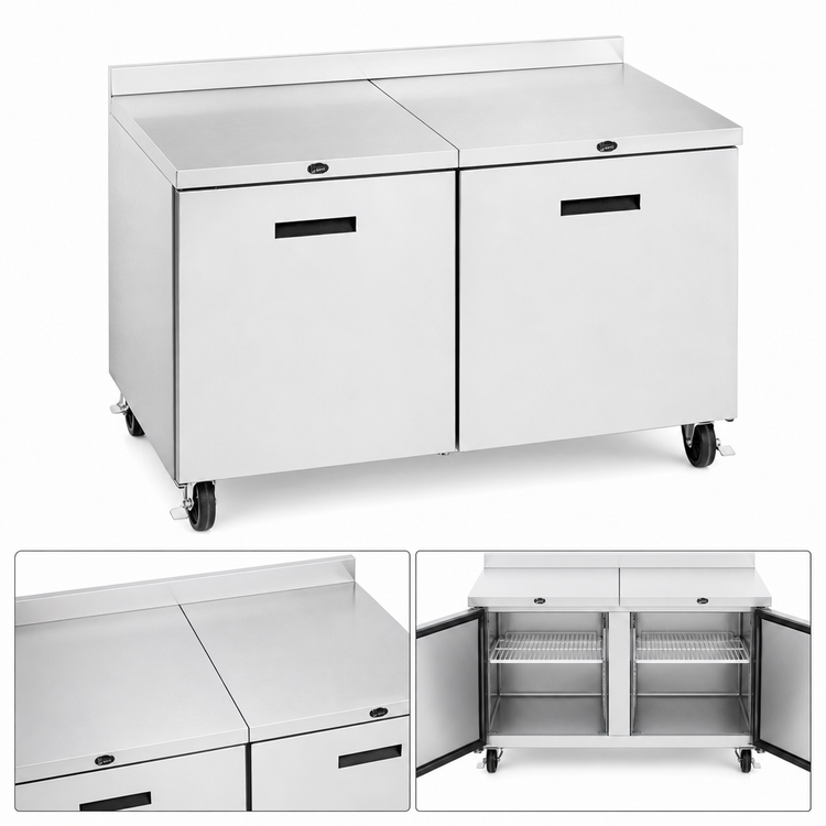 Product image #3 for Randell 48-Inch 2-Section Worktop Freezer with Solid Doors and Rear-Mounted Self-Contained Refrigeration