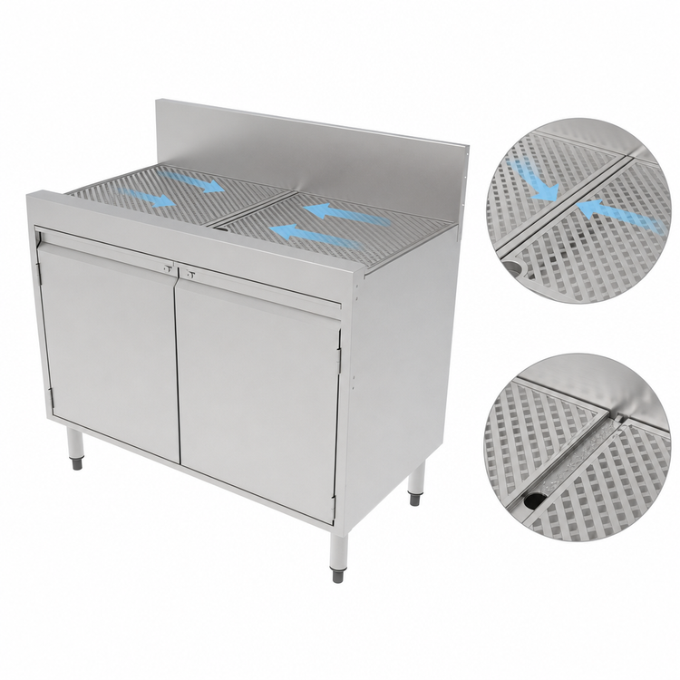 Product image #4 for Top Shelf 36-Inch Wide Stainless Steel Underbar Storage Cabinet with Drainboard Top
