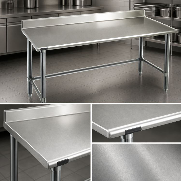 Product image #3 for Spec-Master 108-Inch x 36-Inch Stainless Steel Work Table with 4-1/2-Inch Backsplash and Tubular Base
