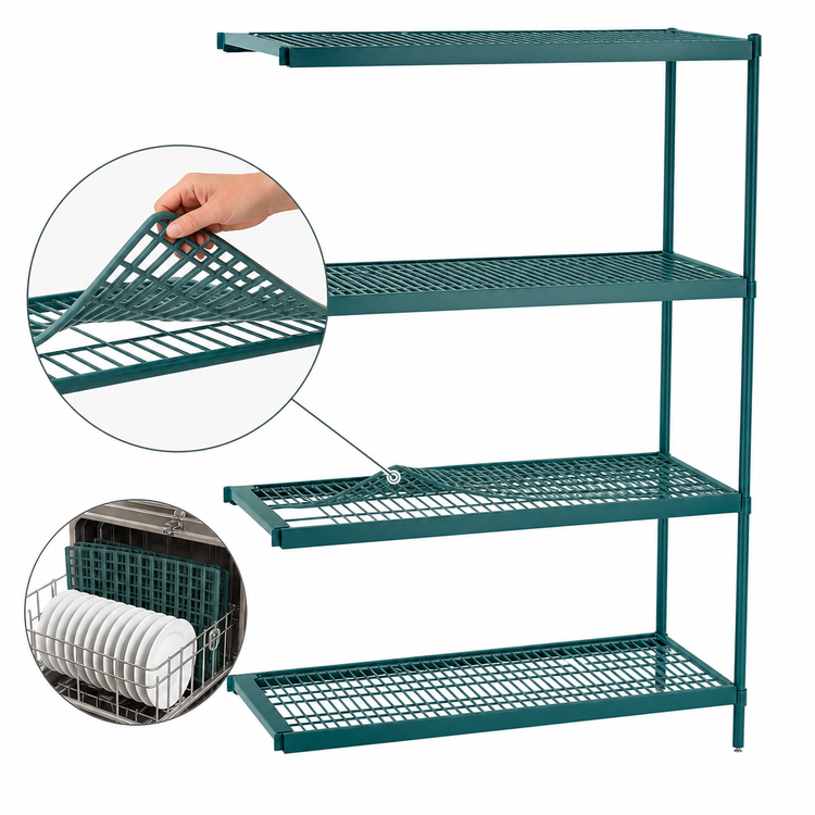 Product image #3 for Metro Super Erecta Pro 21"W x 54"D x 63"H Green Add-On Stationary Polymer Shelving Unit with 4 Shelves