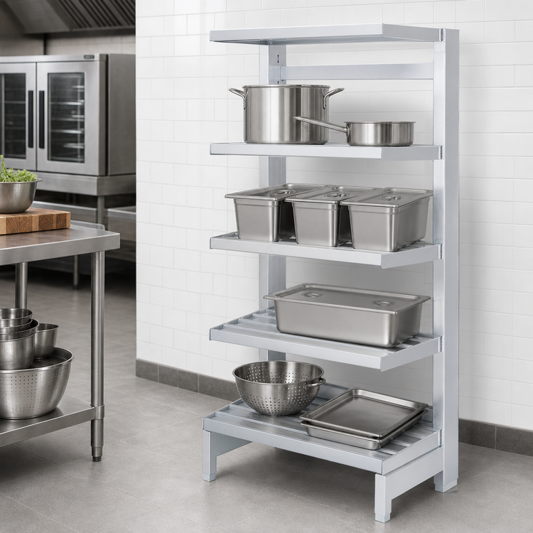 Product image #3 for Channel 4" E-Channel Cantilever Shelving Unit, 54"W x 20"D x 72"H, Aluminum