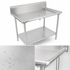 Thumbnail image #3 for John Boos DST6R10-3061SSW-X Stainless Steel Sorting Table, 60-7/8"W x 30-3/8"D, 10" Backsplash, Open Undershelf, 16-Gauge 300 Series