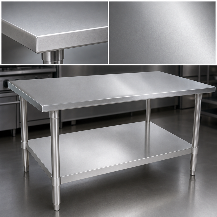 Product image #3 for John Boos Stallion 48-Inch x 24-Inch 16-Gauge Flat Top Stainless Steel Work Table with Adjustable Undershelf