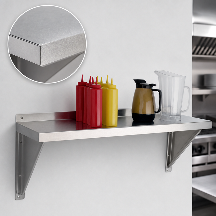 Product image #3 for New Age Heavy-Duty 60"W x 18"D Solid Wall-Mounted Shelf, 12-Gauge Aluminum