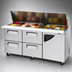 Thumbnail image #3 for Turbo Air Super Deluxe 72-5/8-Inch Two-Section Sandwich/Salad Mega Top Prep Table with 4 Drawers, Right-Hinged Door, and 30-Pan Opening