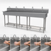 Thumbnail image #3 for Advance Tabco 5-Station Freestanding Toe-Push Multiwash Hand Sink with Gooseneck Spouts, 100 Inch, 304 Stainless Steel