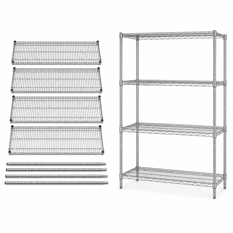 Product image #3 for Quantum 72"W x 24"D x 54"H Wire Shelving Starter Kit, 4-Shelf, 304 Stainless Steel