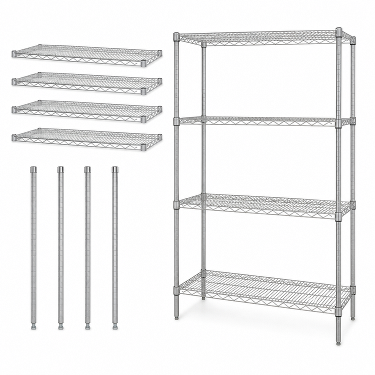 Product image #3 for Quantum 60-Inch Wide x 12-Inch Deep x 74-Inch High Chrome Plated Wire Shelving Starter Kit