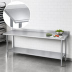 Thumbnail image #3 for Duke Manufacturing 314-3084-2R 84" x 30" Stainless Steel Work Table, 14-Gauge 300 Series, 1-1/8" Riser, Galvanized Undershelf