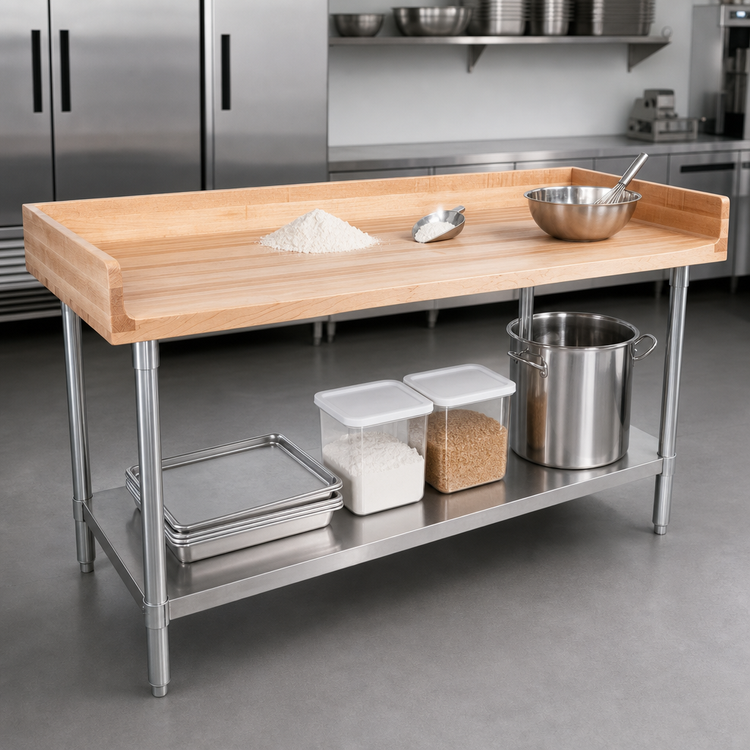 Product image #3 for John Boos 108" x 30" Bakers' Table Work Table with 1-3/4" Northern Hard Rock Maple Top