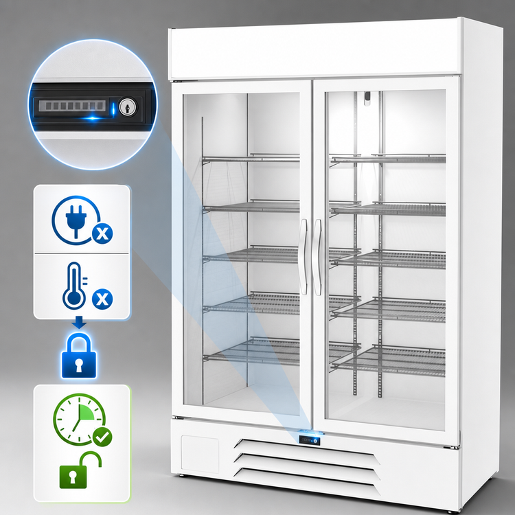 Product image #3 for Beverage-Air MarketMax IQ 47-Inch 2-Section Glass Door Refrigerated Merchandiser, White, Electronic Smart Lock