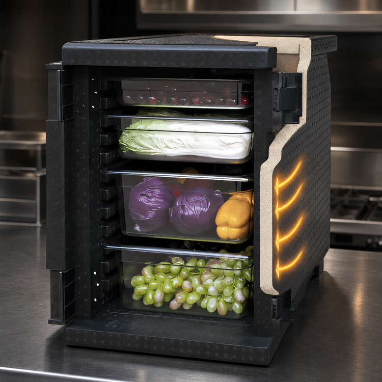 Product image #3 for Black Polypropylene Insulated Stackable Front-Load Food Pan Carrier