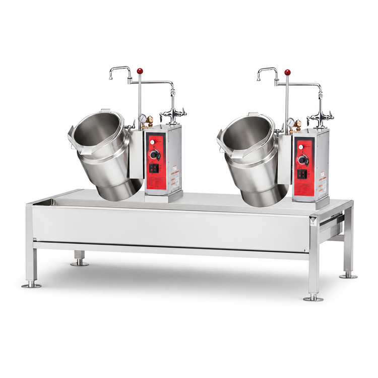 Product image #3 for Vulcan Kettle/Stand Assembly with (2) 6-Gallon Electric Tilting Kettles and 50-Inch Stainless Steel Stand
