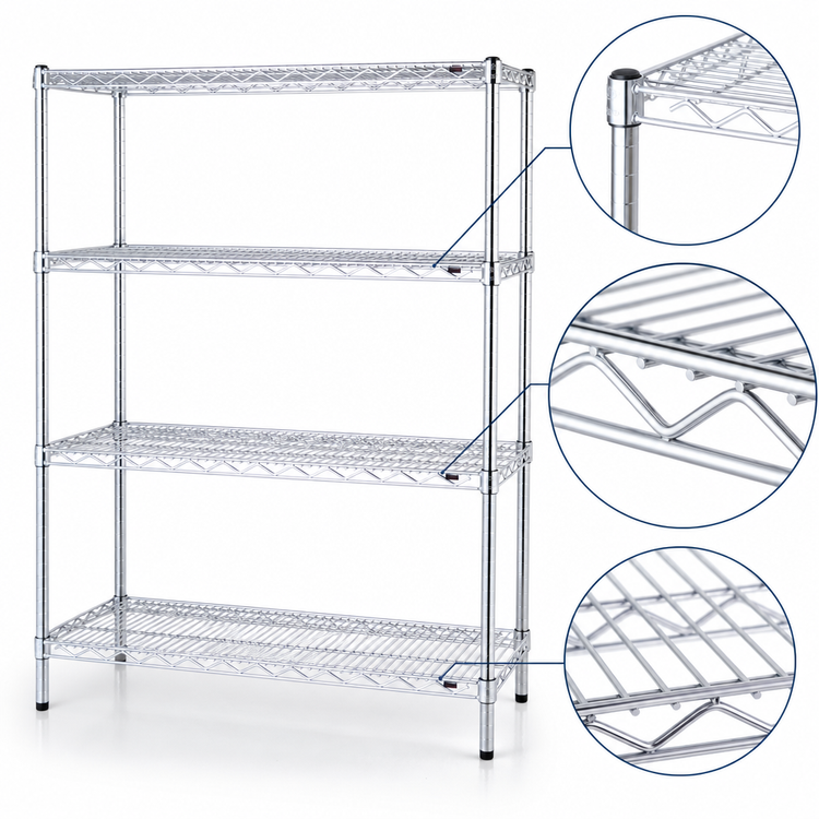 Product image #3 for Eagle Group 4-Tier Starter Wire Shelving Unit, 42 x 24 x 63 Inches, Stainless Steel Finish