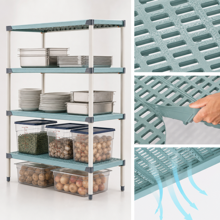 Product image #3 for MetroMax Q 4-Shelf Starter Polymer Shelving Unit — 72 Inches x 21 Inches x 63 Inches, 600 lb Shelf Capacity