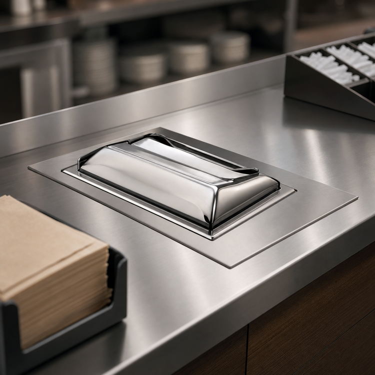 Product image #3 for San Jamar Classic In-Counter Mini-Fold Napkin Dispenser, 450+ Capacity, Stainless Steel