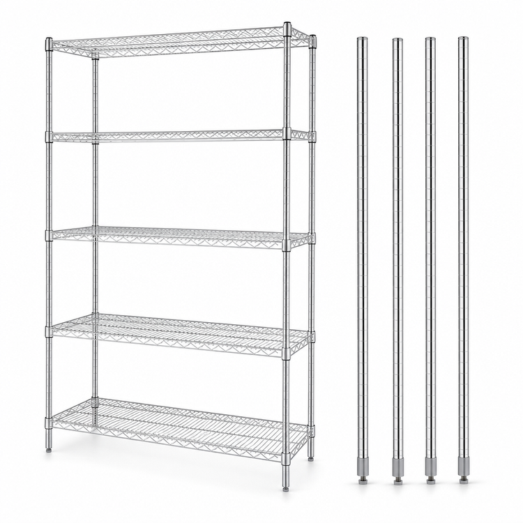 Product image #3 for Quantum 36" x 30" x 63" Chrome-Plated Wire Shelving Starter Kit with 5 Shelves
