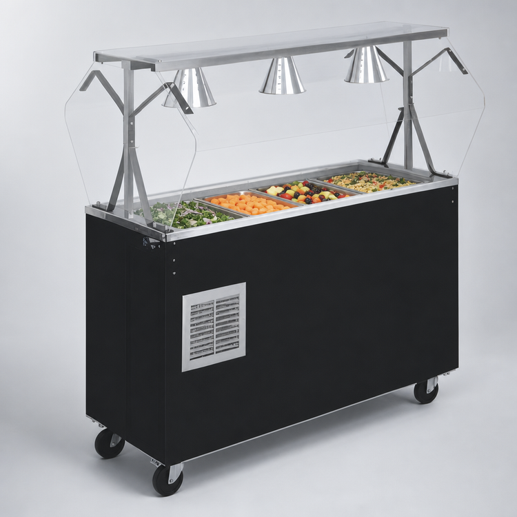 Product image #3 for Vollrath 2-Series Affordable Portable Refrigerated Cafeteria Unit with Breath Guard, 4-Pan