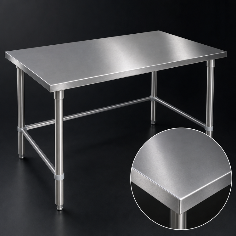 Product image #3 for John Boos Stallion 120-Inch x 36-Inch 16-Gauge Stainless Steel Flat Top Work Table with Galvanized Open Base