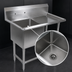 Thumbnail image #3 for John Boos Pro-Bowl 1-Compartment Stainless Steel Sink with Right-Hand Drainboard and 10-Inch Backsplash