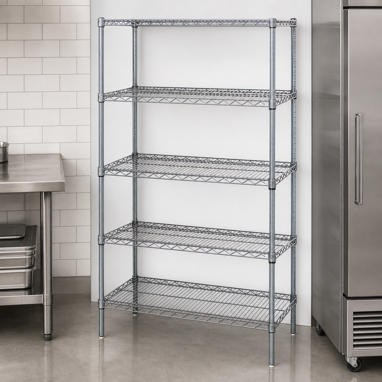 Product image #3 for Quantum 5-Shelf Chrome-Plated Wire Shelving Starter Kit, 36"W x 18"D x 63"H
