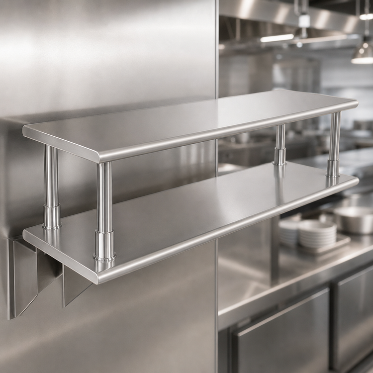 Product image #3 for Eagle Group 24" x 24" Pass-Thru Shelf with Overshelf, Wall Mounted, Stainless Steel