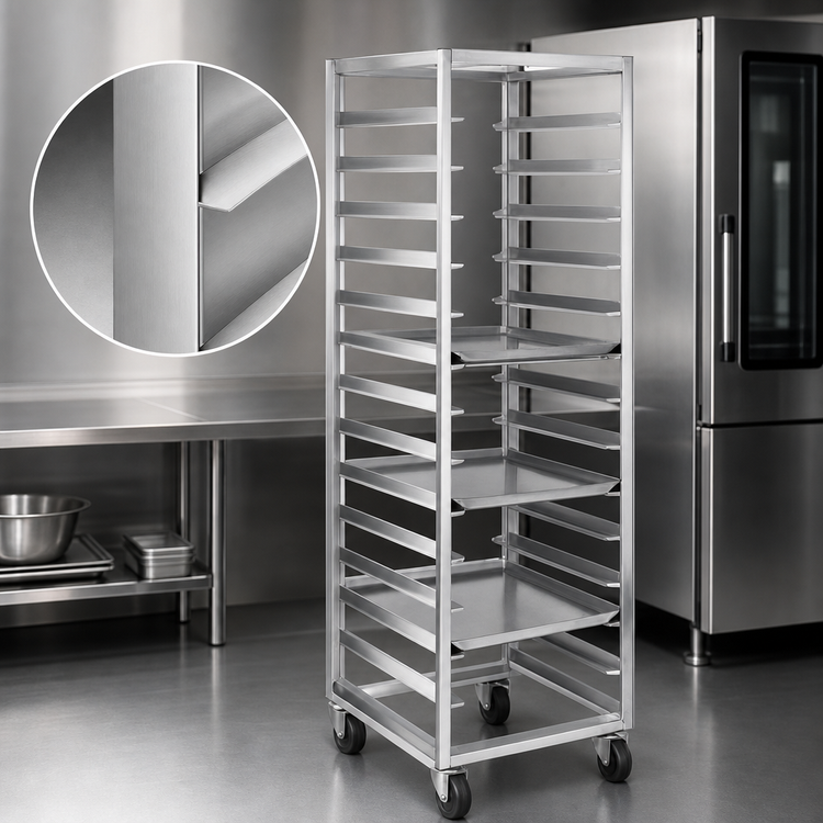 Product image #3 for Channel Manufacturing Stainless Steel No-Lift End-Load Bun Pan Oven Rack, Single Section, 20-Pan Capacity